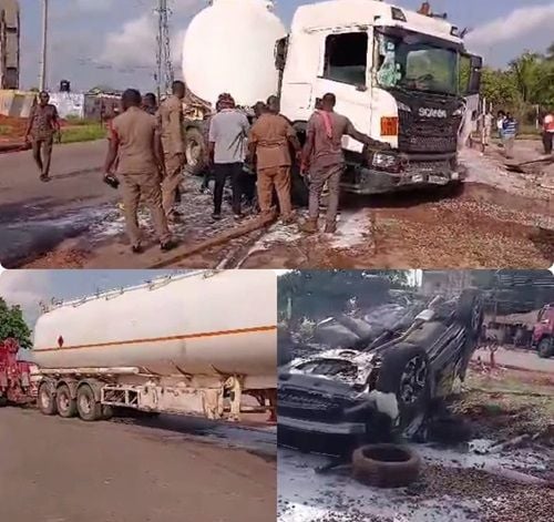 Ashanti Region: 15 cars destroyed after fuel tanker crashes into garage at Ridge, Kumasi